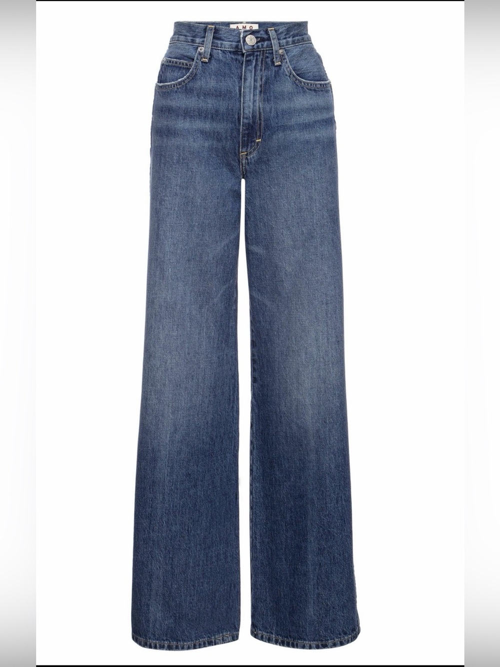 AMO Wide-Leg High-Rise Jeans in Medium Blue